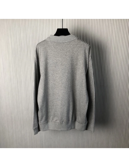 Prada Long-sleeved cotton polo shirt Marble Gray,Prada Shirt,Shirt,Low price high quality.