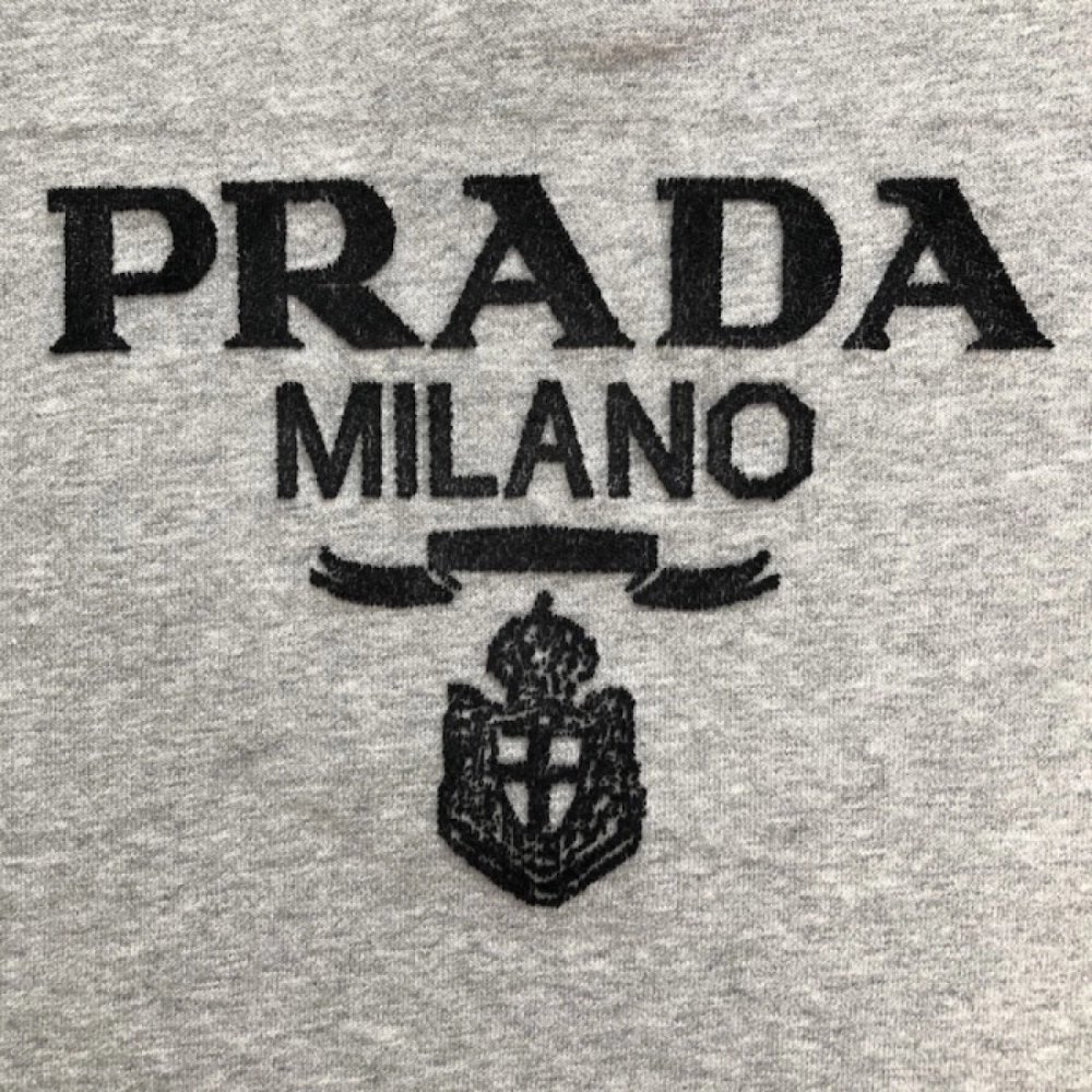 Prada Long-sleeved cotton polo shirt Marble Gray,Prada Shirt,Shirt,Low price high quality.