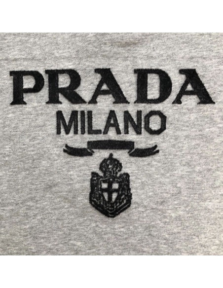 Prada Long-sleeved cotton polo shirt Marble Gray,Prada Shirt,Shirt,Low price high quality.