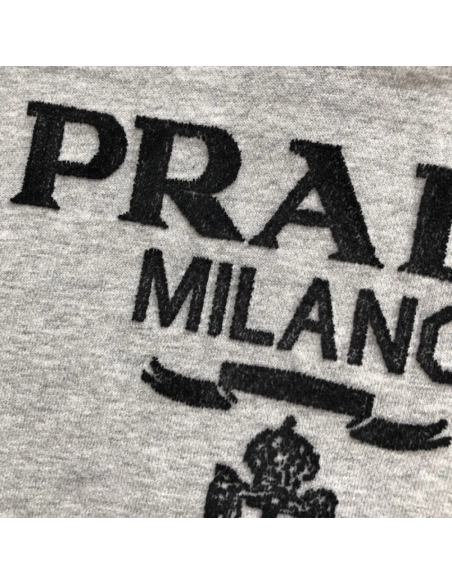 Prada Long-sleeved cotton polo shirt Marble Gray,Prada Shirt,Shirt,Low price high quality.