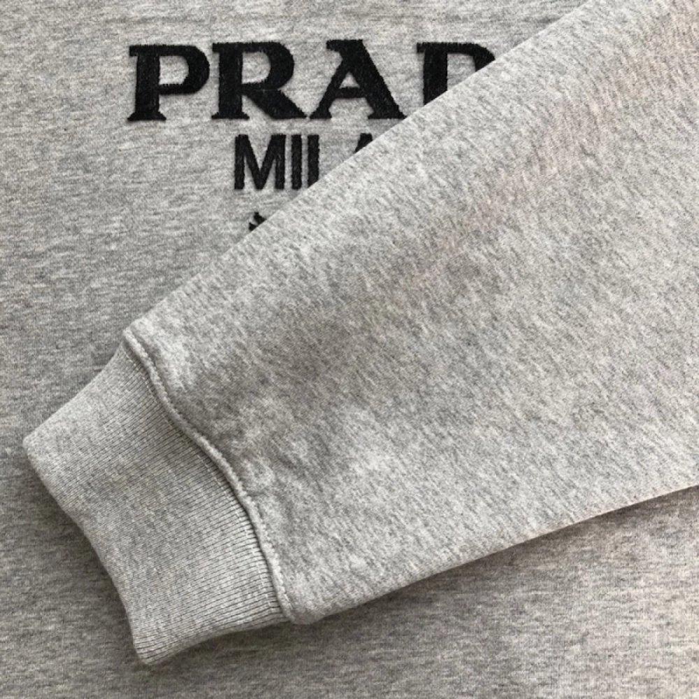 Prada Long-sleeved cotton polo shirt Marble Gray,Prada Shirt,Shirt,Low price high quality.