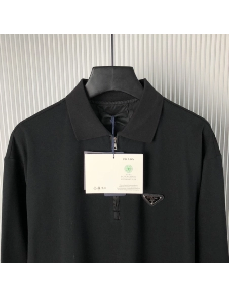 Prada Long-sleeved piqu¨¦ and Re-Nylon polo shirt,Prada Shirt,Shirt,Low price high quality.