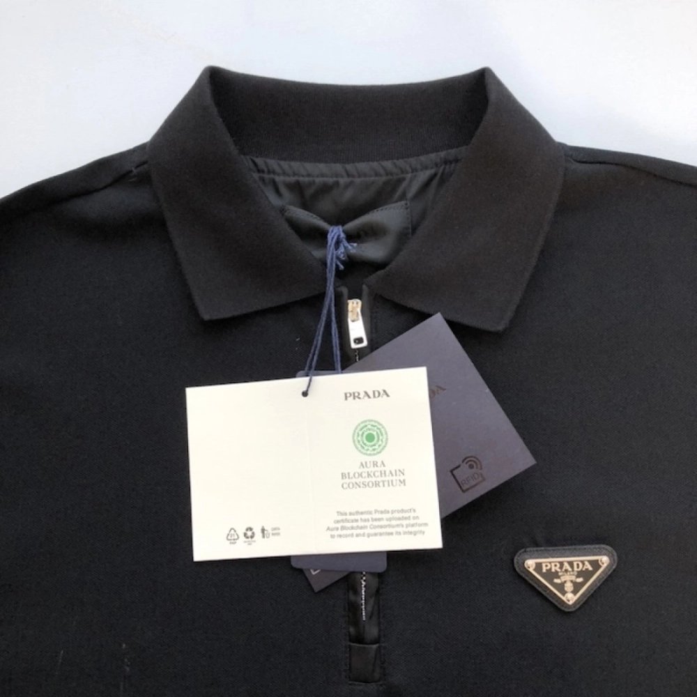Prada Long-sleeved piqu¨¦ and Re-Nylon polo shirt,Prada Shirt,Shirt,Low price high quality.