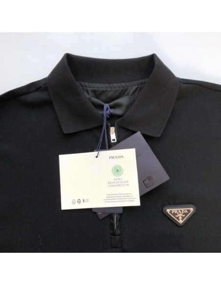 Prada Long-sleeved piqu¨¦ and Re-Nylon polo shirt,Prada Shirt,Shirt,Low price high quality.