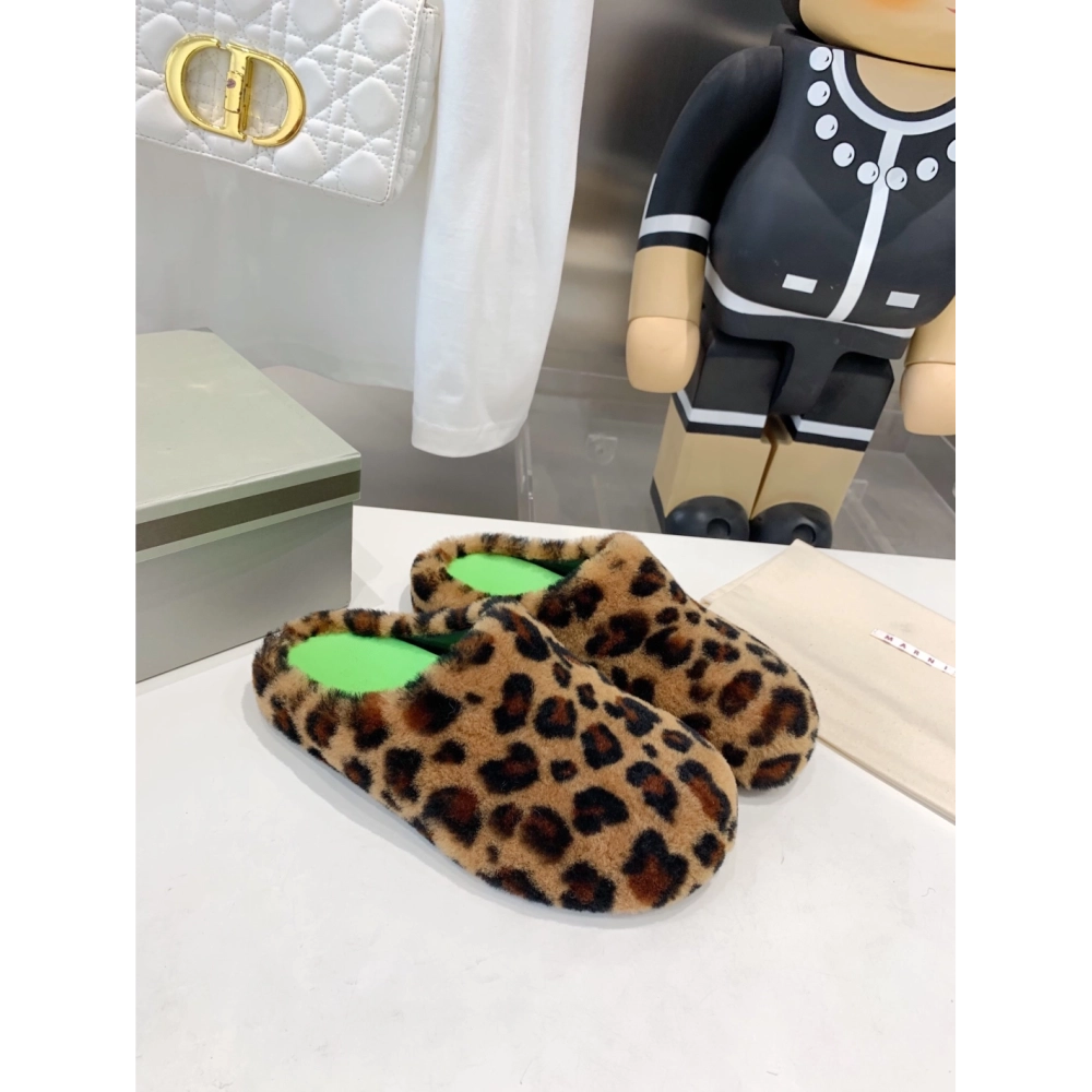 Marni Fussbett Sabot Slide Leopard PB,Marni Slide,Men Sneakers