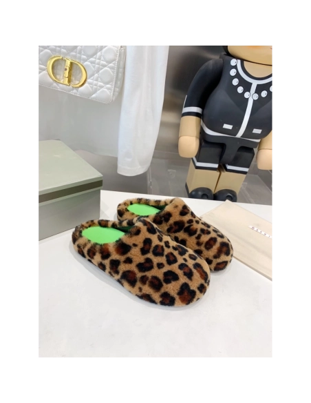 Marni Fussbett Sabot Slide Leopard PB,Marni Slide,Men Sneakers