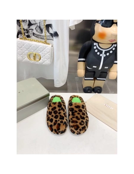 Marni Fussbett Sabot Slide Leopard PB,Marni Slide,Men Sneakers