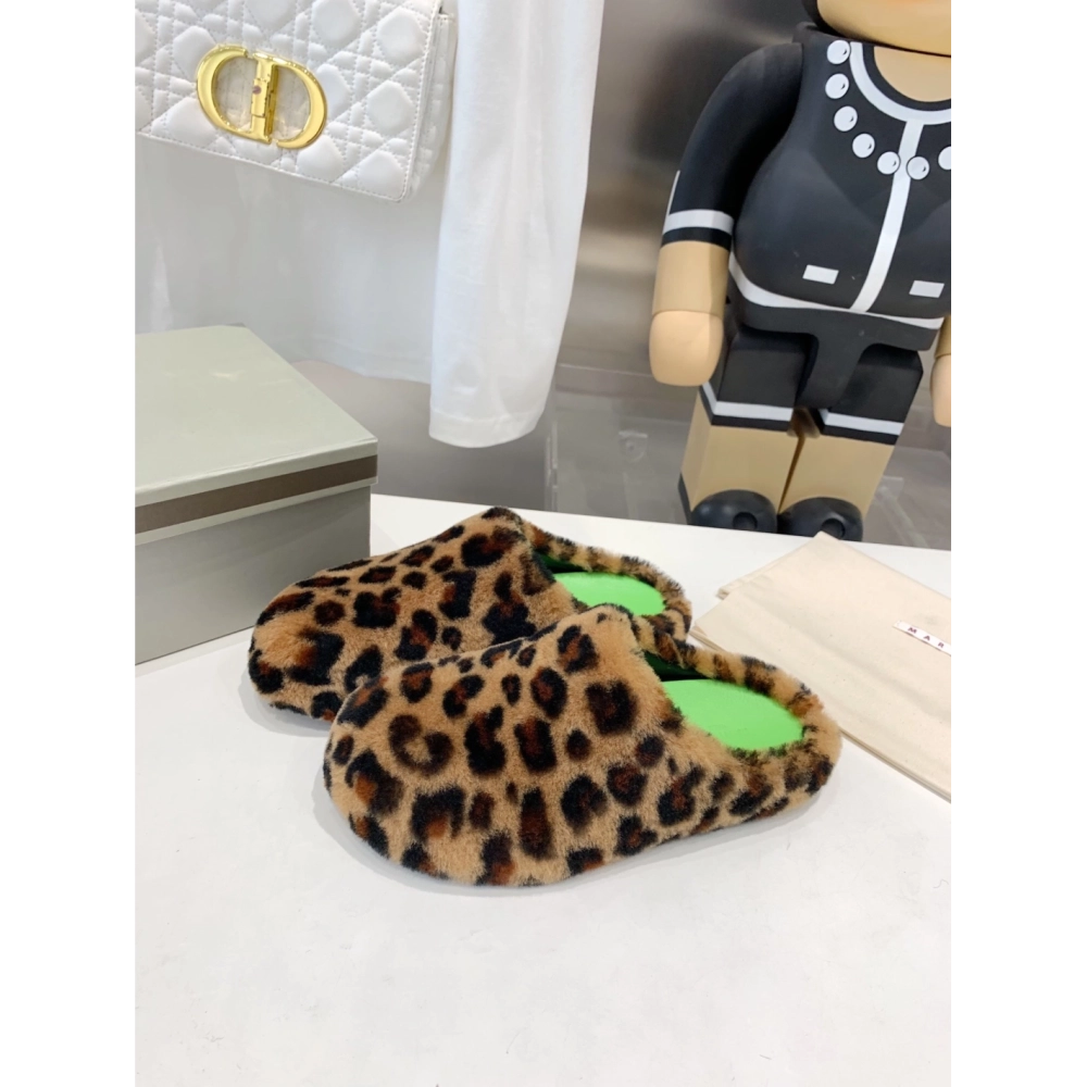 Marni Fussbett Sabot Slide Leopard PB,Marni Slide,Men Sneakers