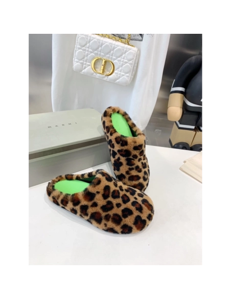 Marni Fussbett Sabot Slide Leopard PB,Marni Slide,Men Sneakers