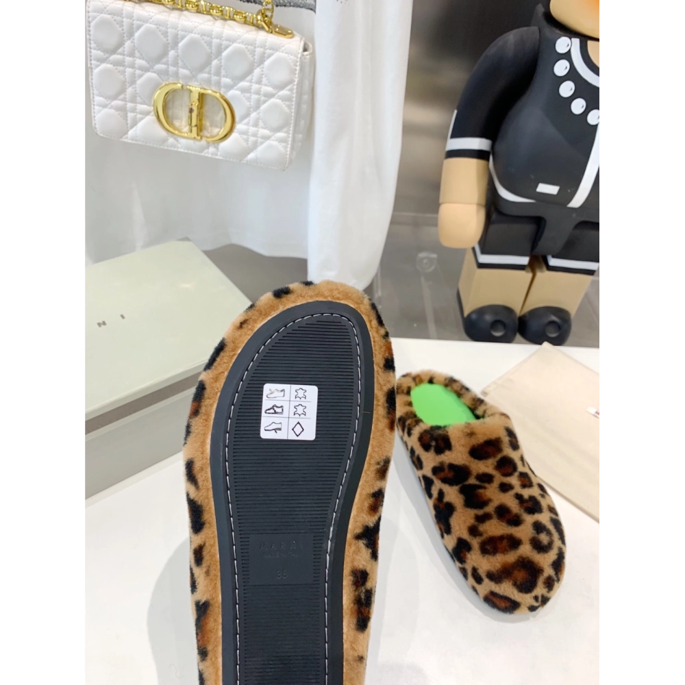Marni Fussbett Sabot Slide Leopard PB,Marni Slide,Men Sneakers