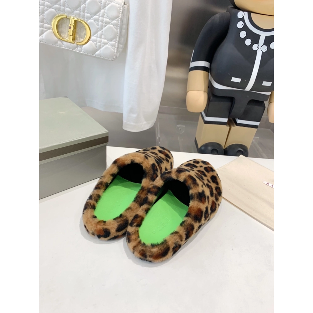 Marni Fussbett Sabot Slide Leopard PB,Marni Slide,Men Sneakers