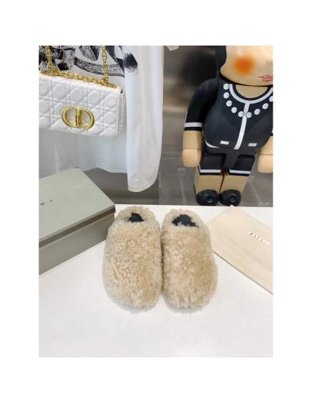 Marni Fussbett Sabot Slide Beige PB,Marni Slide,Men Sneakers