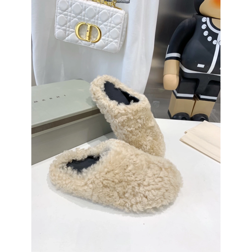 Marni Fussbett Sabot Slide Beige PB,Marni Slide,Men Sneakers