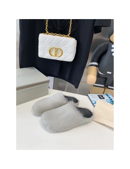 Marni Grey LONG-HAIR CALFSKIN FUSSBETT SABOT Slide,Marni Slide,Men Sneakers