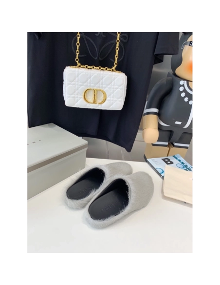 Marni Grey LONG-HAIR CALFSKIN FUSSBETT SABOT Slide,Marni Slide,Men Sneakers