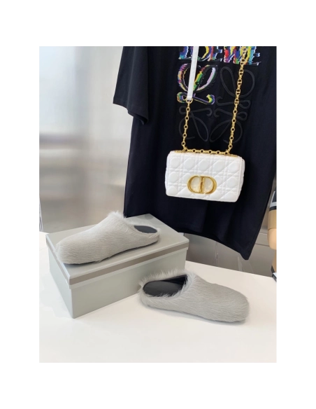 Marni Grey LONG-HAIR CALFSKIN FUSSBETT SABOT Slide,Marni Slide,Men Sneakers