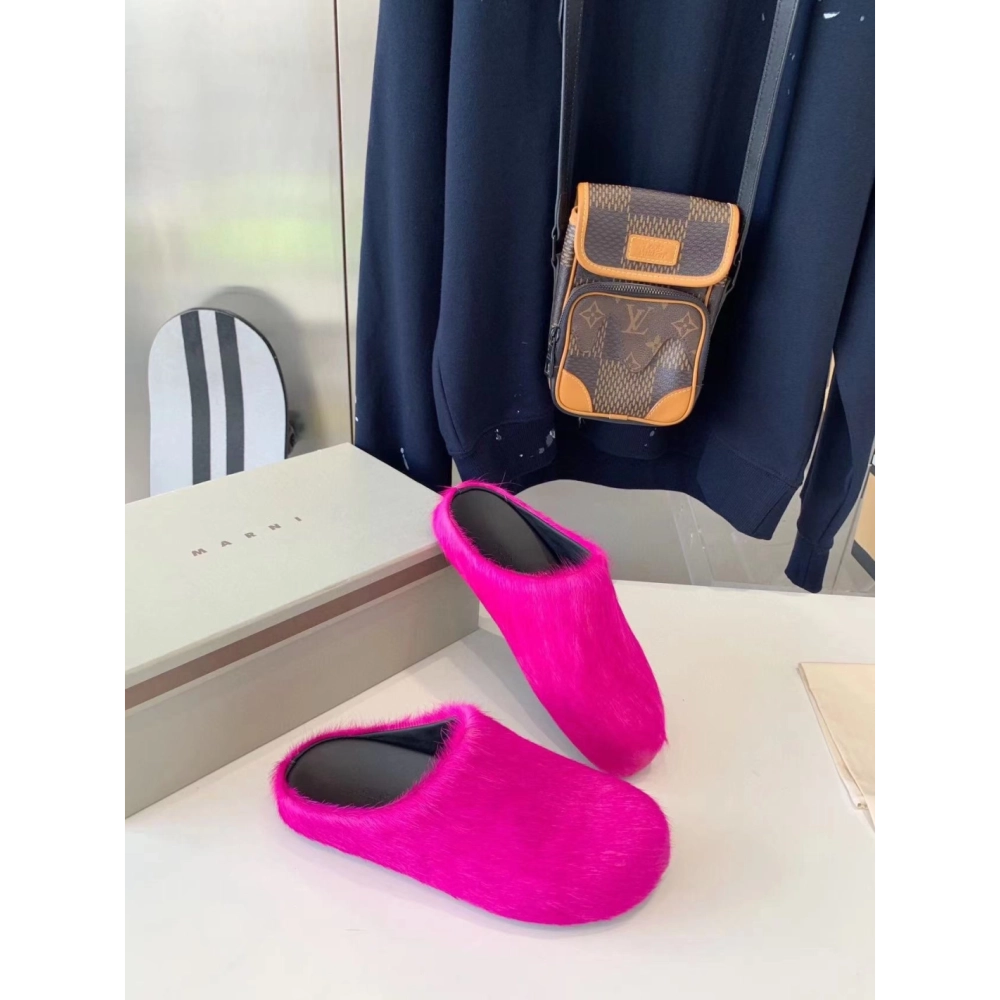 MARNI FUCHSIA Pink Fussbett Sabot Loafers Slide,Marni Slide,Men Sneakers