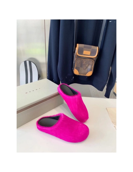 MARNI FUCHSIA Pink Fussbett Sabot Loafers Slide,Marni Slide,Men Sneakers