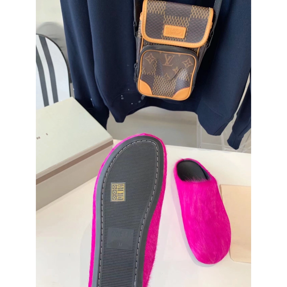 MARNI FUCHSIA Pink Fussbett Sabot Loafers Slide,Marni Slide,Men Sneakers