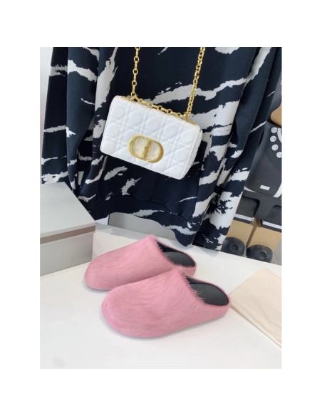 Marni Pink LONG-HAIR CALFSKIN FUSSBETT SABOT Slide,Marni Slide,Men Sneakers