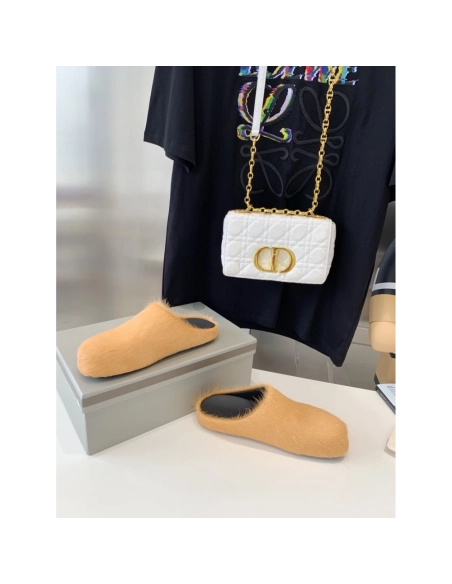 Marni Apricot LONG-HAIR CALFSKIN FUSSBETT SABOT Slide,Marni Slide,Men Sneakers