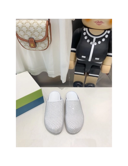 Marni White leather Fussbett Sabot Slide With Rhinestones 241379F121007,Marni Slide,Men Sneakers