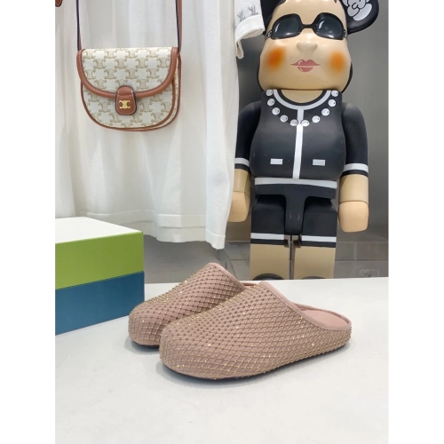 Marni Pink Fussbett Sabot Slide With Rhinestones,Marni Slide,Men Sneakers