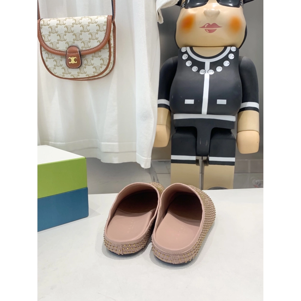 Marni Pink Fussbett Sabot Slide With Rhinestones,Marni Slide,Men Sneakers