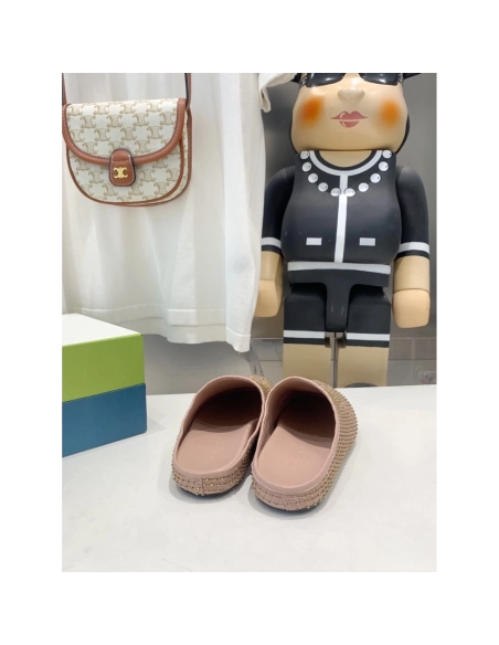 Marni Pink Fussbett Sabot Slide With Rhinestones,Marni Slide,Men Sneakers