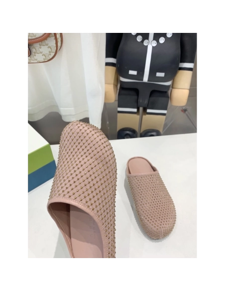 Marni Pink Fussbett Sabot Slide With Rhinestones,Marni Slide,Men Sneakers