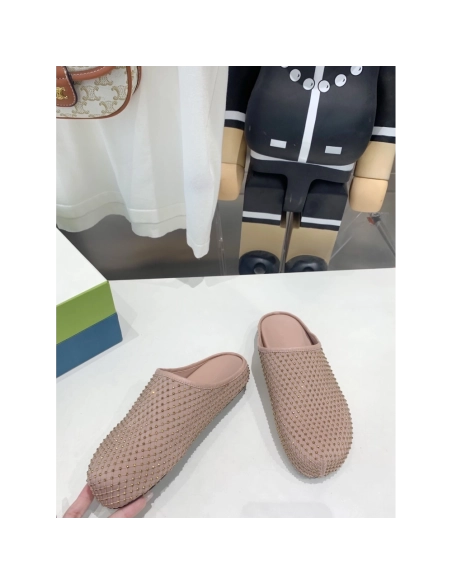 Marni Pink Fussbett Sabot Slide With Rhinestones,Marni Slide,Men Sneakers