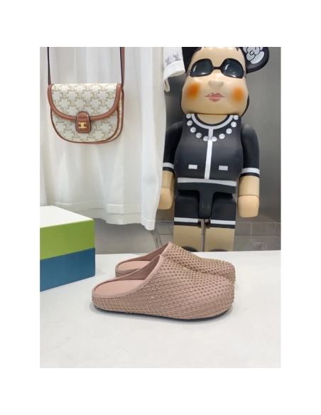 Marni Pink Fussbett Sabot Slide With Rhinestones,Marni Slide,Men Sneakers