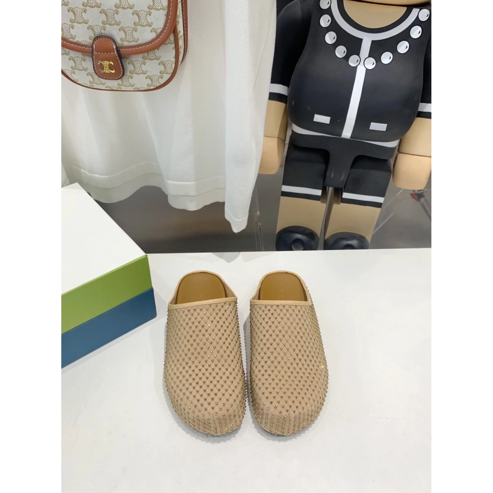 Marni Yellow Fussbett Sabot Slide With Rhinestones,Marni Slide,Men Sneakers