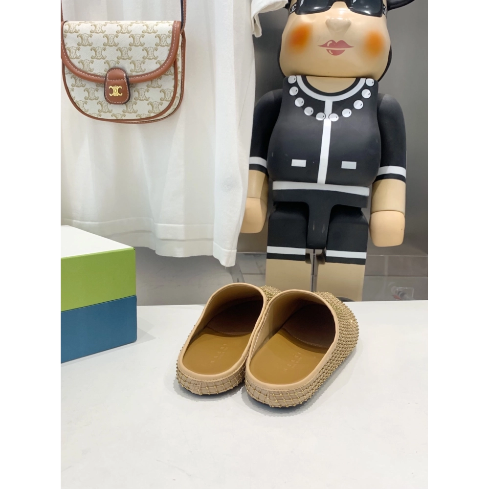 Marni Yellow Fussbett Sabot Slide With Rhinestones,Marni Slide,Men Sneakers