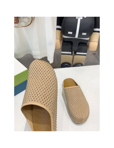 Marni Yellow Fussbett Sabot Slide With Rhinestones,Marni Slide,Men Sneakers