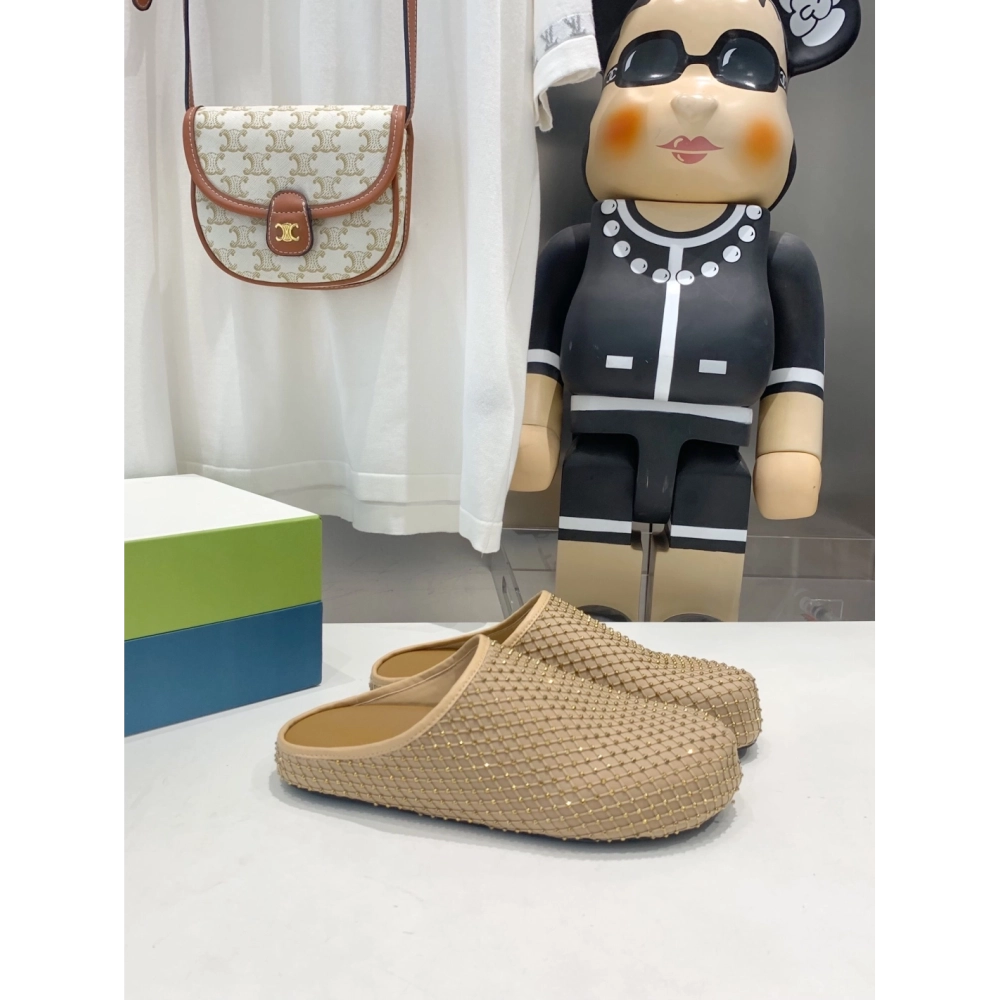 Marni Yellow Fussbett Sabot Slide With Rhinestones,Marni Slide,Men Sneakers