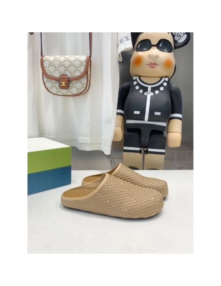 Marni Yellow Fussbett Sabot Slide With Rhinestones,Marni Slide,Men Sneakers