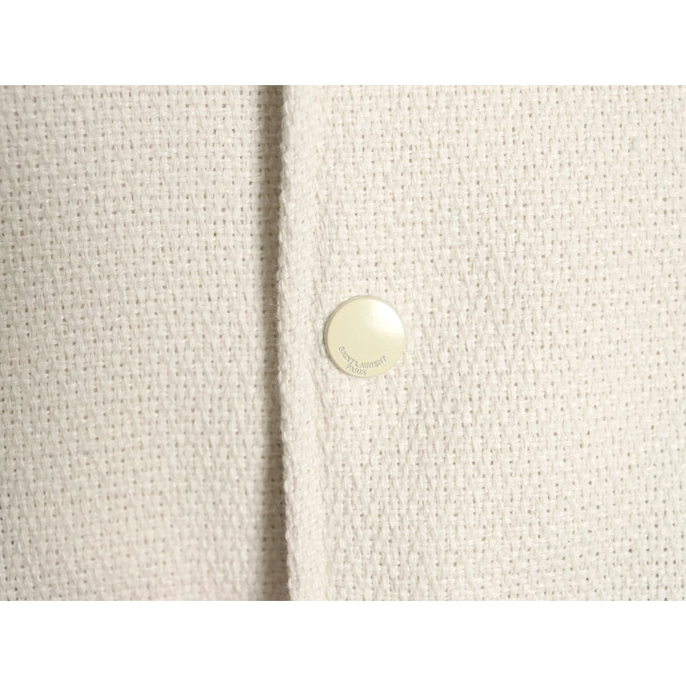 Saint Laurent Paris classic black and white leather baseball collar jacket,Saint Laurent,