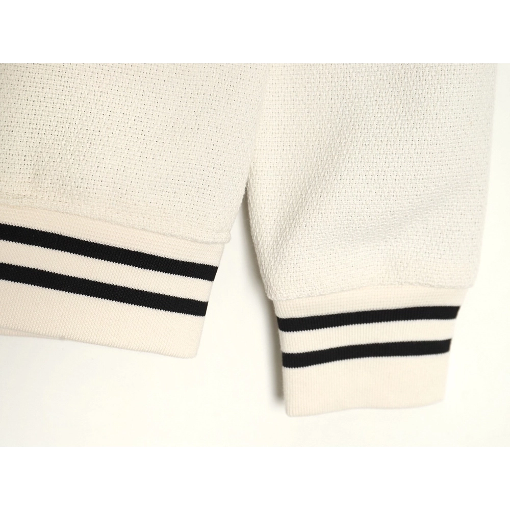 Saint Laurent Paris classic black and white leather baseball collar jacket,Saint Laurent,