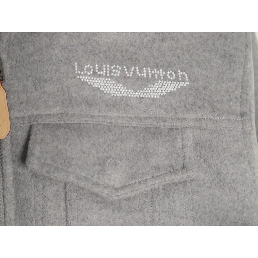 Louis Vuitton fur collar patchwork wool padded jacket,Louis Vuitton Jacket,Jacket,APPAREL