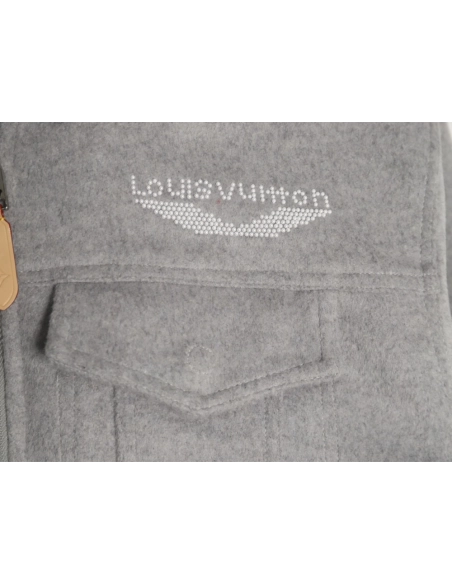 Louis Vuitton fur collar patchwork wool padded jacket,Louis Vuitton Jacket,Jacket,APPAREL