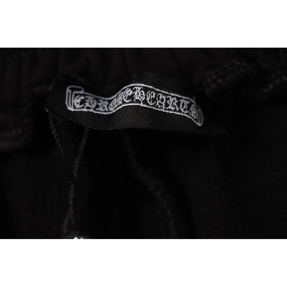 Chrome Hearts embroidered Sanskrit cross terry black shorts,Chrome Hearts Short,Shorts,APPAREL