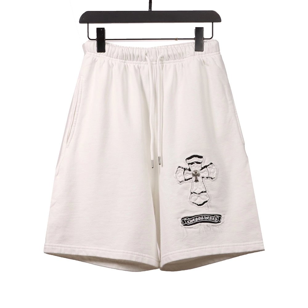 Chrome Hearts Horseshoe Distressed Sanskrit White Shorts,Chrome Hearts Short,Shorts,APPAREL