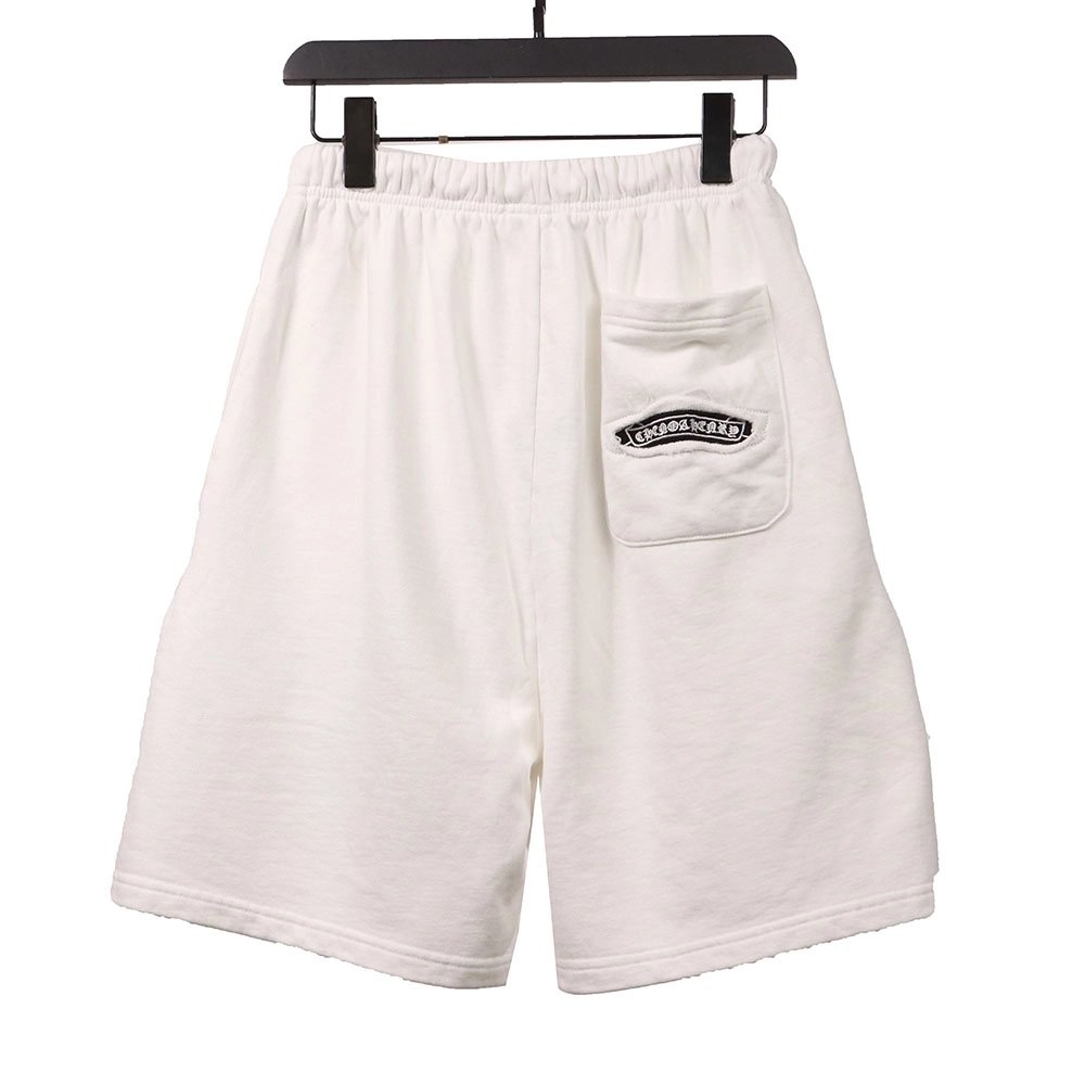 Chrome Hearts Horseshoe Distressed Sanskrit White Shorts,Chrome Hearts Short,Shorts,APPAREL
