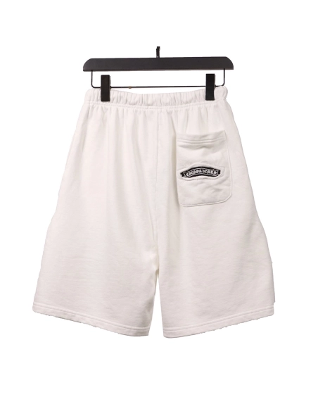 Chrome Hearts Horseshoe Distressed Sanskrit White Shorts,Chrome Hearts Short,Shorts,APPAREL