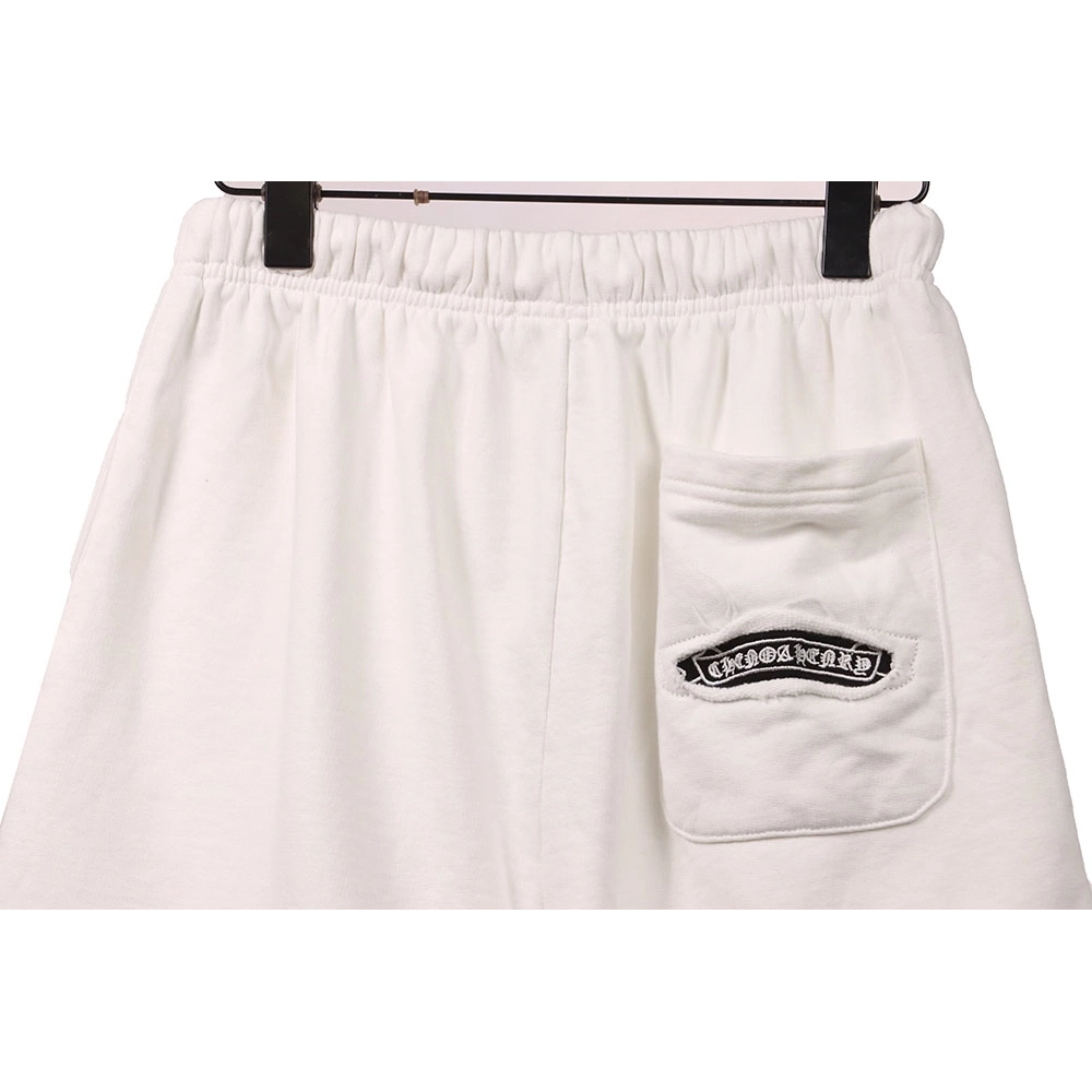 Chrome Hearts Horseshoe Distressed Sanskrit White Shorts,Chrome Hearts Short,Shorts,APPAREL