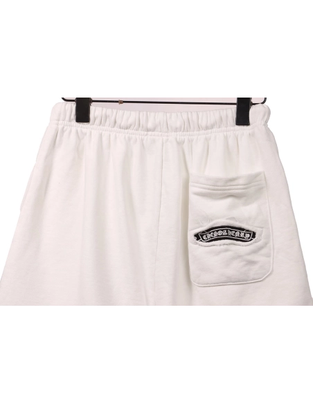 Chrome Hearts Horseshoe Distressed Sanskrit White Shorts,Chrome Hearts Short,Shorts,APPAREL