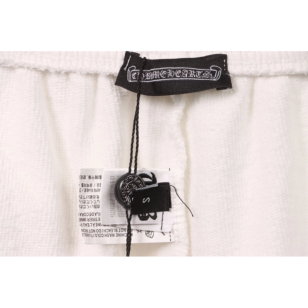 Chrome Hearts Horseshoe Distressed Sanskrit White Shorts,Chrome Hearts Short,Shorts,APPAREL