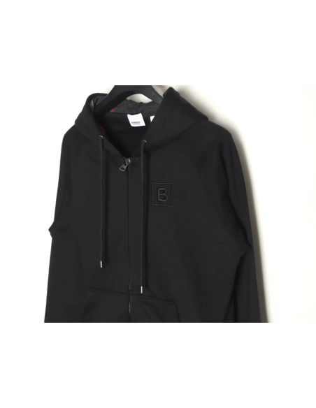 Burberry B plaid hooded zipup hooded sweatshirt,Burberry Sweatshirt,Sweatshirt,APPAREL