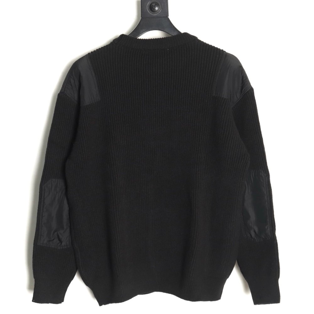 Prada triangle logo iron plate knitted pullover sweater,Prada Sweatshirt,Sweatshirt,APPAREL